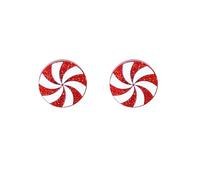 ROSTIVO Festive Glitter Acrylic Peppermint Swirl Stud Earrings for Women - Holiday Christmas Candy Jewelry