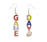 ROSTIVO Game Day Football Dangle Earrings for Women - Fun Glittery Acrylic Jewelry for Touchdown Outfits, Tailgating Parties, Football Moms & Sports Events