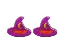 ROSTIVO Halloween Earrings for Women Cute Acrylic Purple Witch Hat Stud Fall Jewelry Gifts