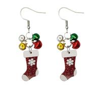 ROSTIVO Jingle Bell & Christmas Stocking Dangle Earrings for Women - Festive Holiday Charm Jewelry