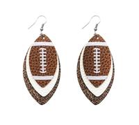 ROSTIVO Layered Faux Leather Football Dangle Earrings for Women - Jewelry and Touchdown Outfit for Football Mom&Sports Fans, Great to Wear on Game Day, School Events & Other Football Games