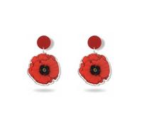 ROSTIVO Red Poppy Flower Earrings - Acrylic Dangle Drop Earrings for Women, Remembrance & Anti-War Peace Jewelry Gift