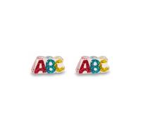 ROSTIVO Small Acrylic Glitter ABC Letter Stud Earrings for Women- Cute School-Themed Jewelry for Students, Teachers & Back-to-School Gifts