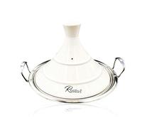 Rostos Moroccan Tagine White Diameter 30 cm Ceramic Induction, Tagin, Days, Garden Pot, Cooking Pot, Available in Three Sizes, Casserole Pot, Premium Quality, Suitable for All Hobs and Oven