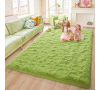 Rostyle Fluffy Green 4x6 Area Rugs for Bedroom,Shaggy Bedroom Carpet,Thick Grass Rugs for Living Room,Fuzzy Dorm Rug,Soft Indoor Floor Rug for Kids Room Decor Aesthetic
