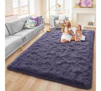 Rostyle Fluffy Grey Purple 4x6 Rugs for Bedroom Girls,Shaggy Bedroom Carpet,Thick Area Rugs for Living Room,Fuzzy Dorm Rug,Soft Indoor Floor Rug for Kids Room Decor Aesthetic