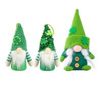 rosulasi 3 Packs St Patricks Day Gnomes Plush Decorations,Leprechaun Figurine Doll Decorations Irish Green Shamrock Plush Figurine Gnomes Clover Spring Saint Patrick's Day Home Table Ornaments