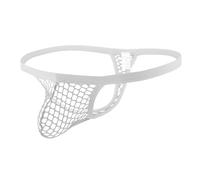 ROSVAJFY Men's Fishnet Thong Sexy Mesh G-String Breathable See-Through Net Underwear Nightwear Lingerie Comfortable Elastic Strap Novelty Panties for Men (UK, Alpha, L, Regular, Regular, White)