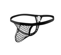 ROSVAJFY Men's Fishnet Thong Sexy Mesh G-String Breathable See-Through Net Underwear Nightwear Lingerie Comfortable Elastic Strap Novelty Panties for Men (UK, Alpha, S, Regular, Regular, Black)