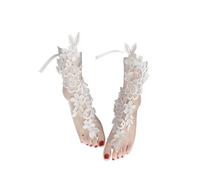 ROSVAJFY Sexy Lace Foot Jewellery Women's Anklet with Toe Ring 2-Piece Adjustable Vintage Floral Embroidery Barefoot Beach Sandals Foot Jewellery for Bride Wedding Prom Festivals Gift, one size