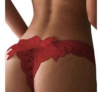 ROSVAJFY Women’s Sexy Lace Panties Bowknot Thongs Ladies Underwear Cheeky Tanga Low Rise Floral Lace Knicker See Through Hipster Bikini Briefs Breathable G-String(Burgundy, M)