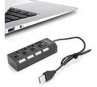 Rosvola 【 】 Black Splitter, Portable USB Adapter HUB, Independent LED Indicator for PC for USB Fan for USB port device Hard Disk(4 black)