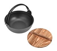 Rosvola Cast Iron Sukiyaki Pot 9.8in Wooden Lid