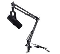 Rosvola Gaming Microphone, XLR USB Dynamic PC Condenser Microphone, Noise Cancellation RGB Streaming Mic Set with Boom Arm, Mute Control & Headphone Jack for Podcast Recording (Black)
