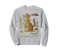 Roswell 1947 Cowboy Cat with UFO Retro Vintage Style Sweatshirt