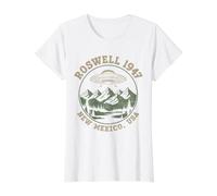 Roswell New Mexico NM 47 UFO Crash Alien 1947 Value Graphic T-Shirt, Women, White, L