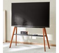 roswell wooden tv stand with black shelf in dark oak