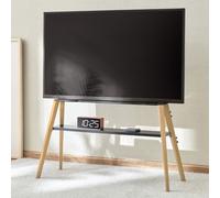 roswell wooden tv stand with black shelf in light oak