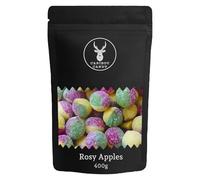 Rosy Apples Traditional Sweets 400g - Retro Hard Boiled Apple Sweets - Black Resealable Pouch - Perfect for Sharing & Movie Nights