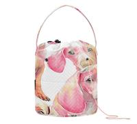 Rosy Dachshund Collage Watercolor Crochet Yarn Bag Yarn Project Bag with Holes Travel Bag for Crochet Tools Travel Accessory