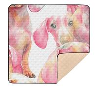 Rosy Dachshund Collage Watercolor Large Stylish Baby Play Mat for Floor One-Piecing Activity Gym Mat for Baby Toddler Infant, 50'' x 50''