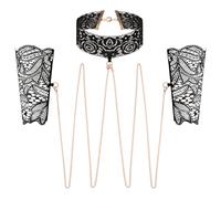 Rosy Gold - Black Collar and Wrist Cuffs