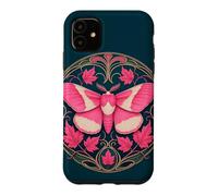 Rosy Maple Moth Art Nouveau Decorative Pink Insect Case for iPhone 11