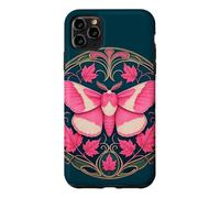 Rosy Maple Moth Art Nouveau Decorative Pink Insect Case for iPhone 11 Pro Max