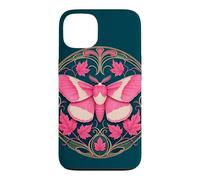 Rosy Maple Moth Art Nouveau Decorative Pink Insect Case for iPhone 13