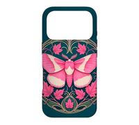Rosy Maple Moth Art Nouveau Decorative Pink Insect Case for iPhone 17 Pro
