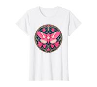 Rosy Maple Moth Art Nouveau Decorative Pink Insect Value Graphic T-Shirt, Women, White, XS