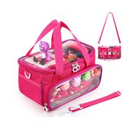 (Rosy Red) Storage Case Carrying Case for Toniebox, Tonie Characters Figures, Toniebox Starter Set Transparent Lid Storage Bag