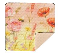 Rosy Rose & Poppy Floral Design Soft Thick Baby Playmat for Floor Portable Tummy Time & Crawling Mat for Baby Toddler Infant, 50'' x 50''