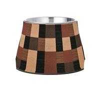 Rosybrown Buffalo Plaid Check Tartan Scotland Bowl for Pets Elevated Stainless Steel Cat Feeding Bowls for Small Dogs Whisker Friendly