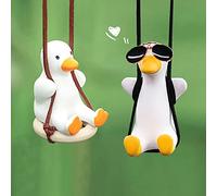 RosyFate 2Pcs Swinging Duck Car Mirror Hanging Ornaments, Flying Duck Car Mirror Hanging Ornament Interior Rearview Mirrors Decoration Accessories, Car Rear View Mirror Hanging Accessory