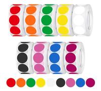 ROSYLEVE 4500pcs Coloured Dot Stickers 25 mm Dot Stickers 9 Colours Marking Dots Coloured Labels for DIY, Office, Classroom (9 Rolls)