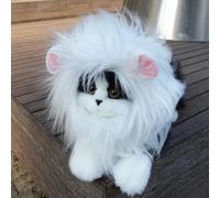 RosyLife Lion Mane Wig for Cat Costume Pet Adjustable Washable Comfortable Fancy Lion Hair Cat Clothes Dress for Halloween Christmas Easter Festival Party Activity (Small, White)