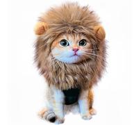RosyLife Lion Mane Wig for Cat Costume Pet Adjustable Washable Comfortable Fancy Lion Hair Cat Outfits Clothes Dress for Halloween Christmas Easter Festival Party Activity (Large, Brown)