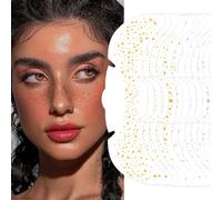 Rosymormor 12 Count Face Glitter Freckles Temporary Tattoos, Makeup Patches Sparkling Fake Freckles Stickers for Women Festivals, Concerts, Parties Cosplay Cosmetic Halloween Christmas