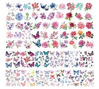 Rosymormor 62/90 Sheets Butterfly Flowers Temporary Tattoos for Women Girls, 180+ Designs Temporary Tattoo Stickers Adult Body Art Makeup Fake Tattoo Kids Party Birthday Halloween Christmas (Colorful)