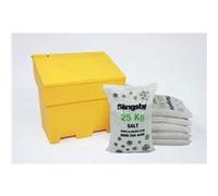 Rota-moulded Stackable Salt and Grit Bin with White Salt Yellow 170L