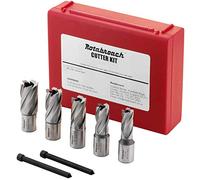 Rotabroach Annular Cutter Set 7pc - RAPK2000 Magnetic Drilling Annular M2AL HSS Steel Cutting Drill Bits 5 piece Kit 14, 16, 18, 20 & 22mm, plus Pilot Pins