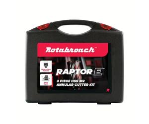 Rotabroach Raptor E 3-Piece Annular Cutter Kit (14mm, 16mm, 18mm x 25mm Cutting Depth) | HSS Magnetic Drill Bit Set | Thin Wall Fast-Cutting Metal Core Drills - RE1418KIT