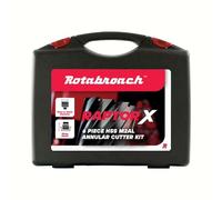 Rotabroach Raptor X 6-Piece Annular Cutter Kit (12mm-20mm) - M2AL High-Speed Steel Mag Drill Bit Set, 30mm Depth of Cut, 3/4" Weldon Shank, Includes Pilot Pin & Heavy-Duty Carry Case - RAPX1220KIT