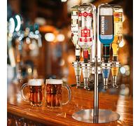 Rotary 6 Bottle Stand Rack Bar Ware Sets, Stable No Leakage 6 Bottle Spirits Dispenser, Universal Common Size Drink Optic 35ml, 6 Bottle Optics Bracket Dispenser for Most Drink Like Whiskey Rum Brandy