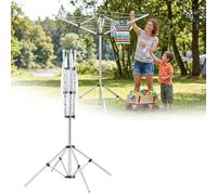 Rotary Airer 4 Arm 16M Portable Washing Line Clothes Dryer - Foldable Compact Free Standing Tripod Stand, Powder Coated Steel for Indoor Outdoor Garden Caravan Camping Airer