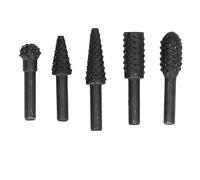 Rotary Burr File Bit HSS Woodworking Carving Drill Bits Set 5Pcs High Speed Steel 1/4in Shank for Wood Carving Plastic Cork Grinding Polishing