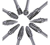 Rotary Burr Set Carving Tool Tungsten Carbide Steel Solid Twist Drill Bit Grinding Head for Dremel Rotary Tools Woodworking Engraving Drilling(10pcs)