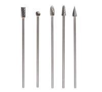 Rotary Burrs 5pcs Set Single Cut Solid Carbide 3x6x100mm with 1/8 Inch Shank for Use in Woodworking, Metalwork, and Model Engineering (single cut)