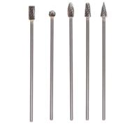 Rotary Burrs 5pcs Set Single Cut Solid Carbide 3x6x100mm with 1/8 Inch Shank for Use in Woodworking, Metalwork, and Model Engineering (double cut)